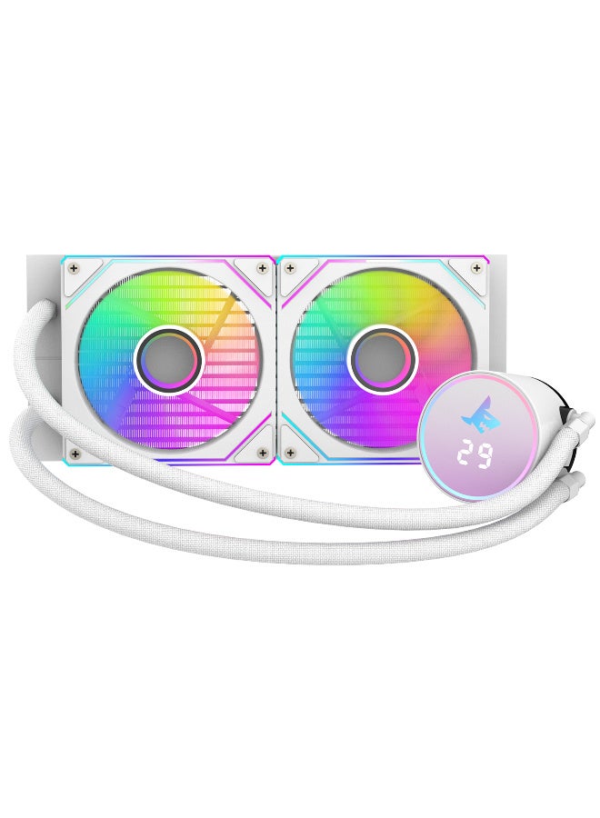 SHARX JAWS 240mm Liquid CPU Cooler with Dual 120mm ARGB Fans, High-Density Aluminum Radiator, Quiet Aluminum Pump, 250W TDP Support, Intel & AMD Compatible, White - Image 1